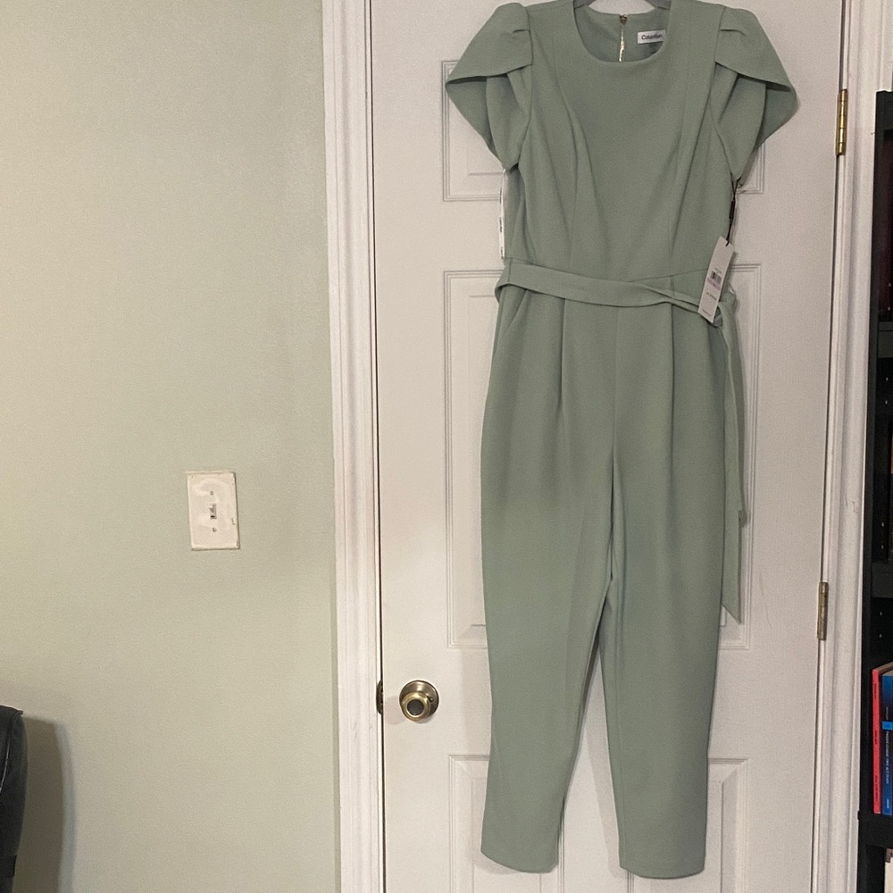 Calvin Klein Light Green Belted Jumpsuit